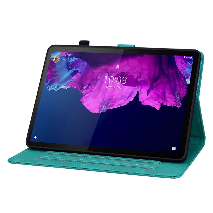 For Lenovo Tab P11 /Xiaoxin Pad Plus Lily Embossed Leather Tablet Case(Green) - Lenovo by PMC TechLife | Online Shopping South Africa | PMC TechLife | Buy Now Pay Later Mobicred