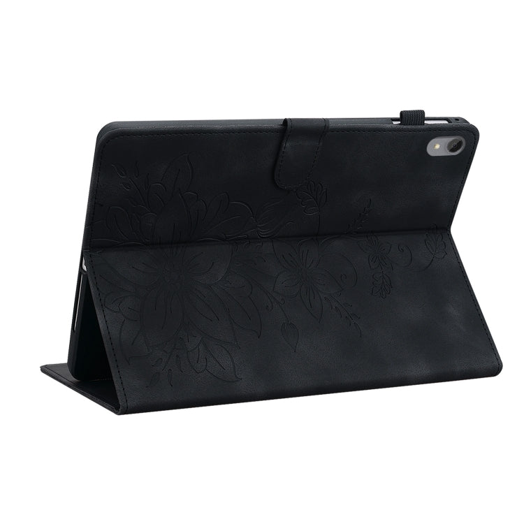 For Lenovo Tab P11 /Xiaoxin Pad Plus Lily Embossed Leather Tablet Case(Black) - Lenovo by PMC TechLife | Online Shopping South Africa | PMC TechLife | Buy Now Pay Later Mobicred