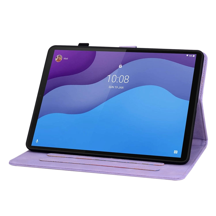 For Lenovo Tab M10 HD Gen2 Lily Embossed Leather Tablet Case(Purple) - Lenovo by PMC TechLife | Online Shopping South Africa | PMC TechLife | Buy Now Pay Later Mobicred