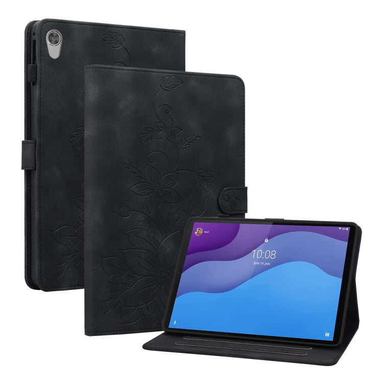 For Lenovo Tab M10 HD Gen2 Lily Embossed Leather Tablet Case(Black) - Lenovo by PMC TechLife | Online Shopping South Africa | PMC TechLife | Buy Now Pay Later Mobicred