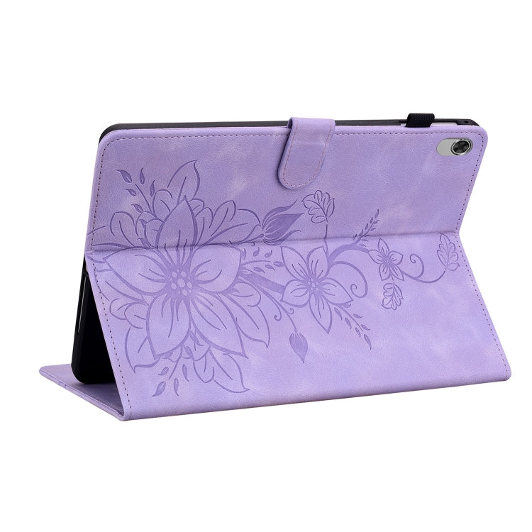 For Lenovo M10 Plus 10.3 Lily Embossed Leather Tablet Case(Purple) - Lenovo by PMC TechLife | Online Shopping South Africa | PMC TechLife | Buy Now Pay Later Mobicred