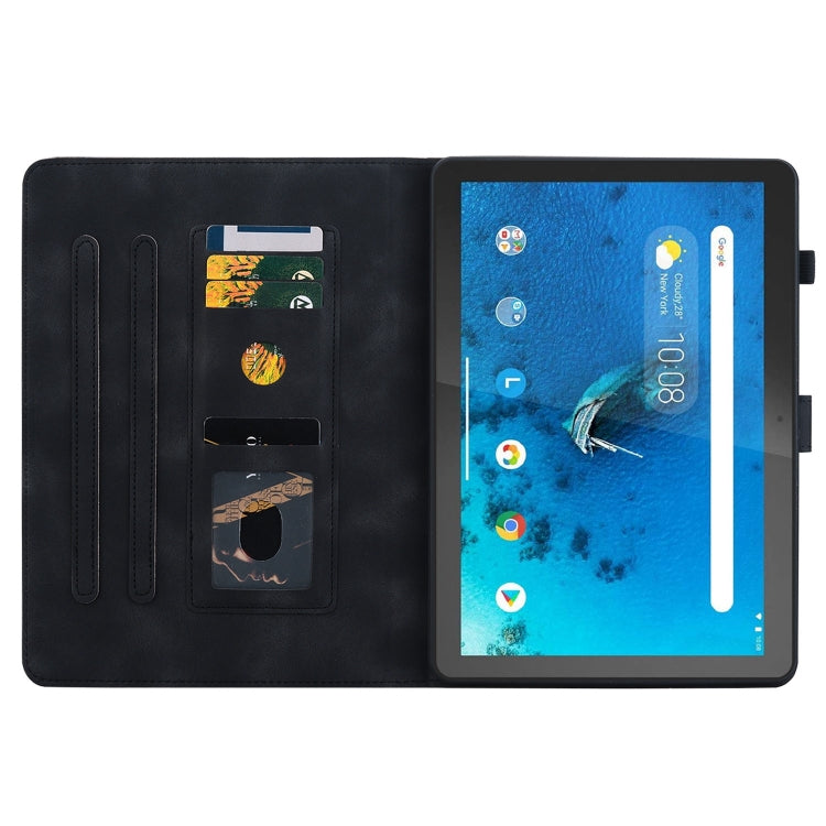For Lenovo Tab M10 X605 /M10 HD X505 Lily Embossed Leather Tablet Case(Black) - Lenovo by PMC TechLife | Online Shopping South Africa | PMC TechLife | Buy Now Pay Later Mobicred