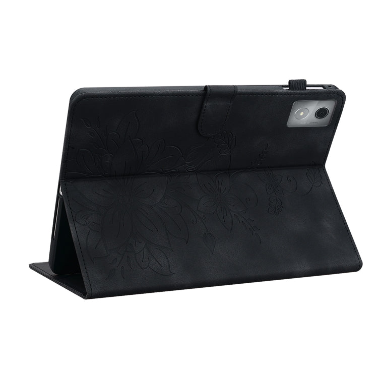 For Lenovo Tab K11 Plus Lily Embossed Leather Tablet Case(Black) - Lenovo by PMC TechLife | Online Shopping South Africa | PMC TechLife | Buy Now Pay Later Mobicred