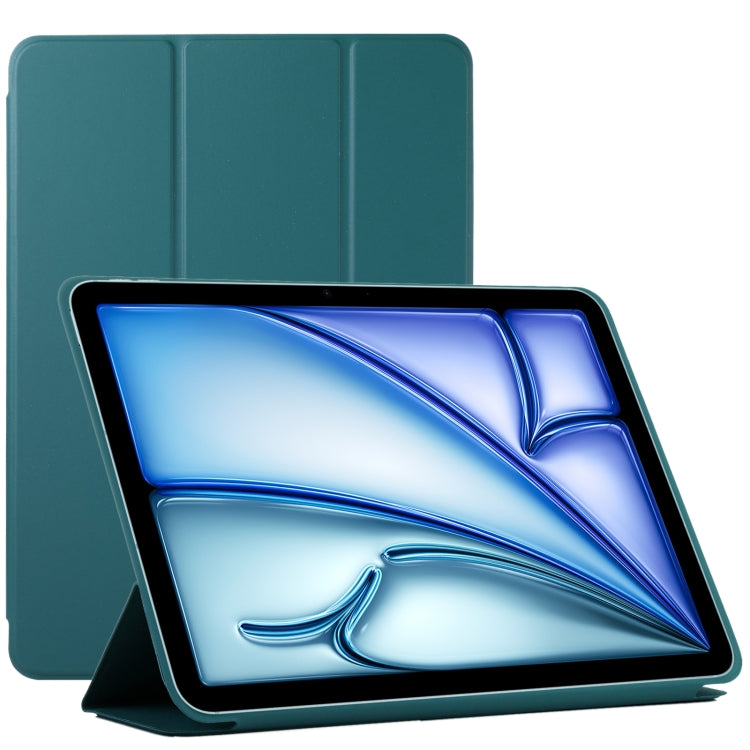 For iPad Air 11 2024 Double-sided Clip Non-buckle Magnetic PU Smart Tablet Case(Dark Green) - iPad Air 11 2024 Cases by PMC Jewellery | Online Shopping South Africa | PMC Jewellery | Buy Now Pay Later Mobicred