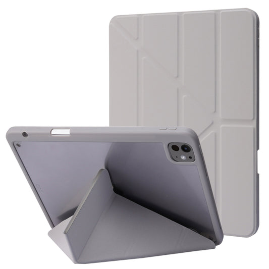 For iPad Pro 13 2024 Deformation Transparent Acrylic Leather Tablet Case(Grey) - iPad Pro 13 2024 Cases by PMC Jewellery | Online Shopping South Africa | PMC Jewellery | Buy Now Pay Later Mobicred