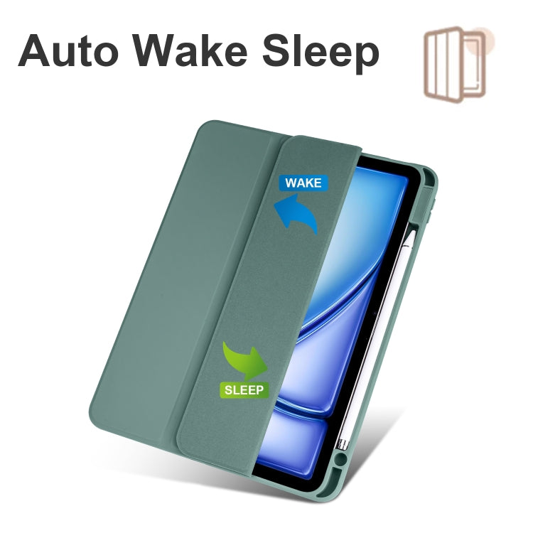 For iPad Air 11 2024 / 2025 Acrylic 3-folding Smart Leather Tablet Case(Dark Green) - free shipping - PMC TechLife - Order now!