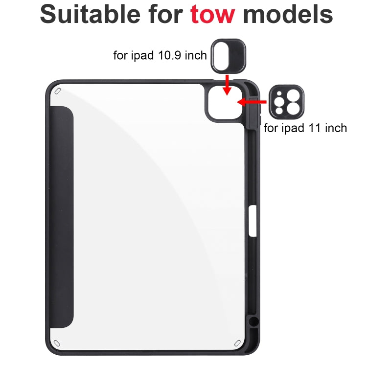 For iPad Air 11 2024 Acrylic 3-folding Smart Leather Tablet Case(Black) - iPad Air 11 2024 Cases by PMC TechLife | Online Shopping South Africa | PMC TechLife | Buy Now Pay Later Mobicred
