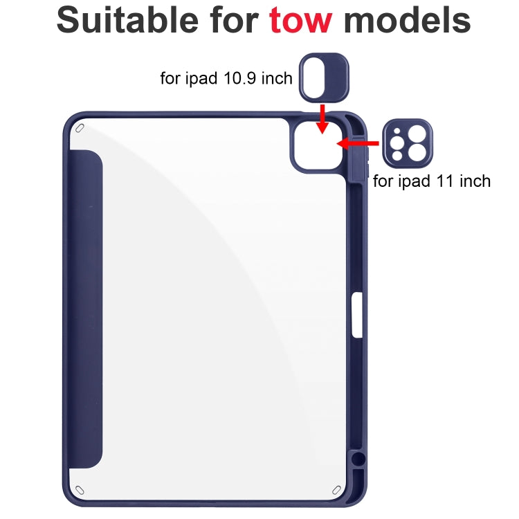 For iPad Air 11 2024 / 2025 Acrylic 3-folding Smart Leather Tablet Case(Dark Blue) - iPad Air 11 2025 / 2024 Cases by PMC TechLife | Online Shopping South Africa | PMC TechLife | Buy Now Pay Later Mobicred