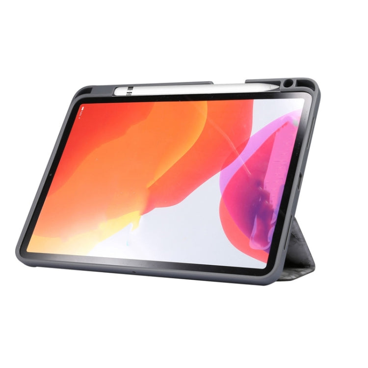 For iPad Air 11 2024 / 2025 Three-fold Marble Texture Protective Tablet Case with Pen Slot(Black Gray) - free shipping - PMC TechLife - Order now!
