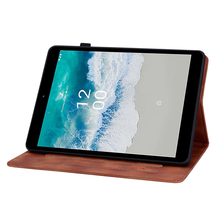 For Nokia T21 Lily Embossed Leather Tablet Case(Brown) - Nokia by PMC TechLife | Online Shopping South Africa | PMC TechLife | Buy Now Pay Later Mobicred