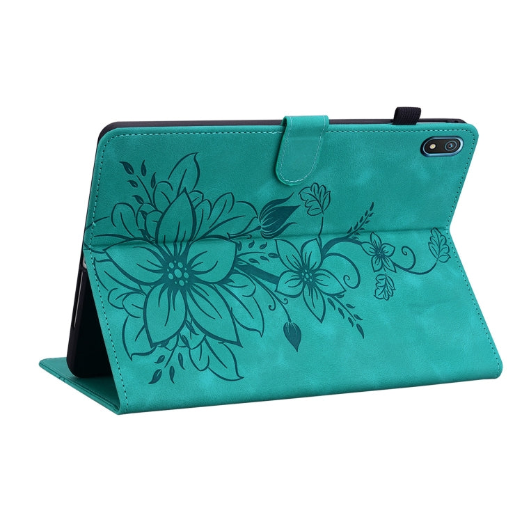 For Nokia T20 10.4 2021 Lily Embossed Leather Tablet Case(Green) - Nokia by PMC TechLife | Online Shopping South Africa | PMC TechLife | Buy Now Pay Later Mobicred