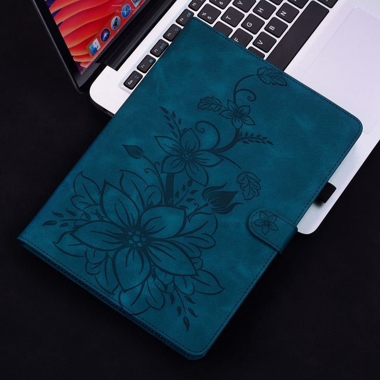 For Huawei MatePad Pro 11 2022 Lily Embossed Leather Tablet Case(Dark Blue) - Huawei by PMC TechLife | Online Shopping South Africa | PMC TechLife | Buy Now Pay Later Mobicred