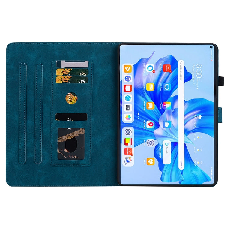 For Huawei MatePad Pro 11 2022 Lily Embossed Leather Tablet Case(Dark Blue) - Huawei by PMC TechLife | Online Shopping South Africa | PMC TechLife | Buy Now Pay Later Mobicred