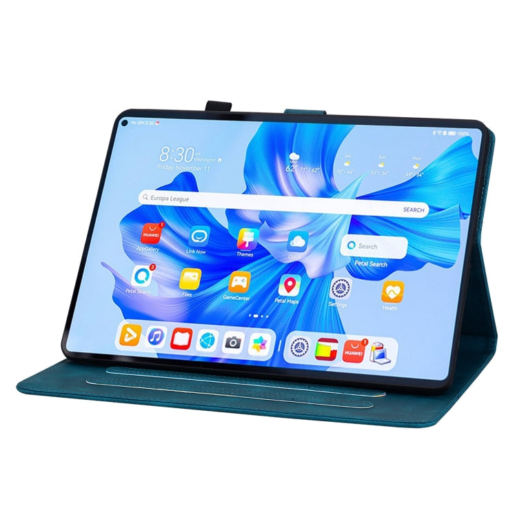 For Huawei MatePad Pro 11 2022 Lily Embossed Leather Tablet Case(Dark Blue) - Huawei by PMC TechLife | Online Shopping South Africa | PMC TechLife | Buy Now Pay Later Mobicred