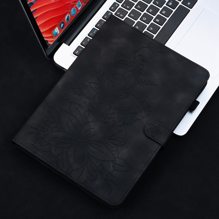 For Huawei MatePad Pro 11 2022 Lily Embossed Leather Tablet Case(Black) - Huawei by PMC TechLife | Online Shopping South Africa | PMC TechLife | Buy Now Pay Later Mobicred