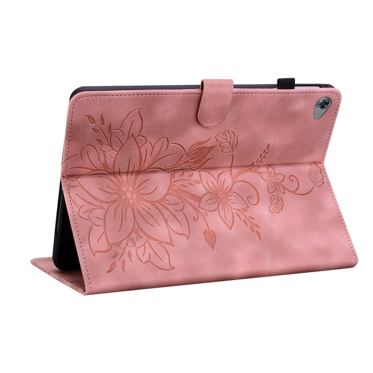 For Huawei MediaPad M5 Lite 10 / C5 10.1 Lily Embossed Leather Tablet Case(Pink) - Huawei by PMC TechLife | Online Shopping South Africa | PMC TechLife | Buy Now Pay Later Mobicred