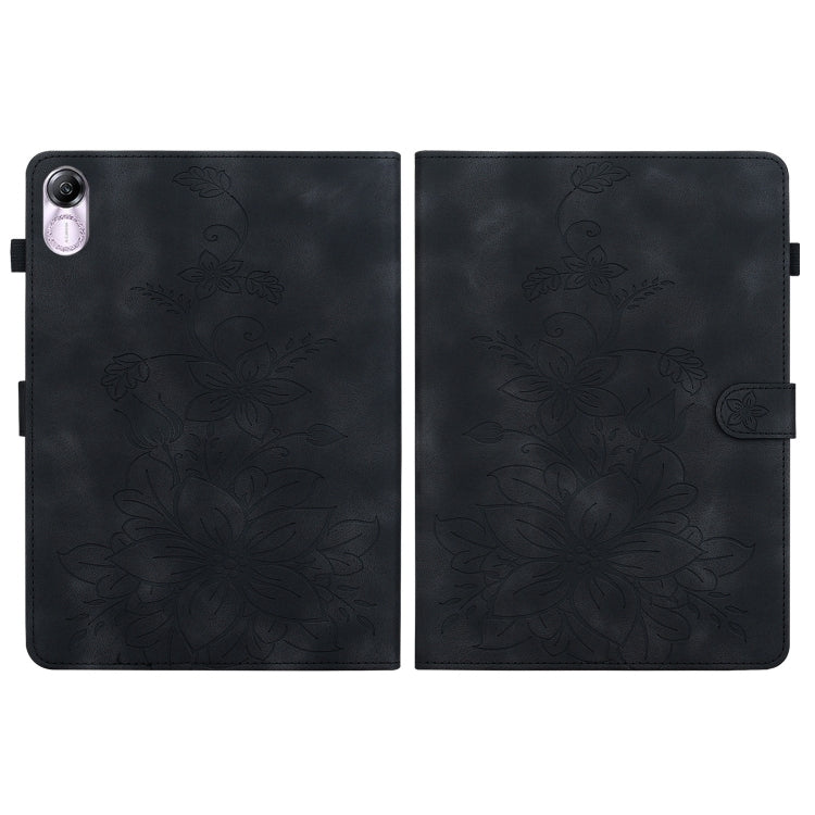 For Honor Pad X8 Pro / X9 2023 Lily Embossed Leather Tablet Case(Black) - Honor by PMC TechLife | Online Shopping South Africa | PMC TechLife | Buy Now Pay Later Mobicred