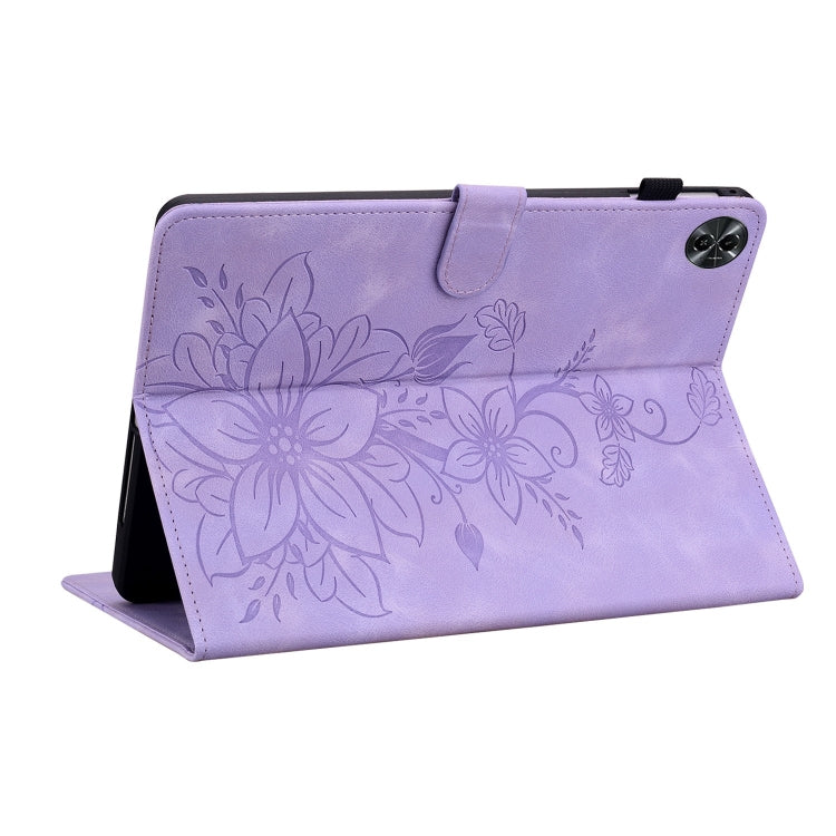 For Realme Pad 2 11.5 Lily Embossed Leather Tablet Case(Purple) - Realme by PMC TechLife | Online Shopping South Africa | PMC TechLife | Buy Now Pay Later Mobicred