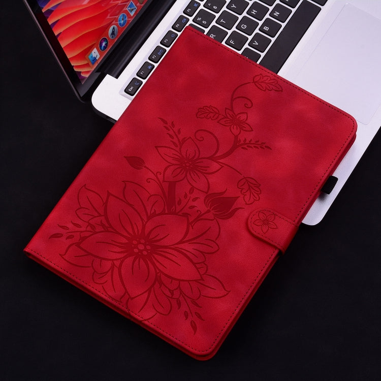 For Realme Pad 10.4 Lily Embossed Leather Tablet Case(Red) - Realme by PMC TechLife | Online Shopping South Africa | PMC TechLife | Buy Now Pay Later Mobicred