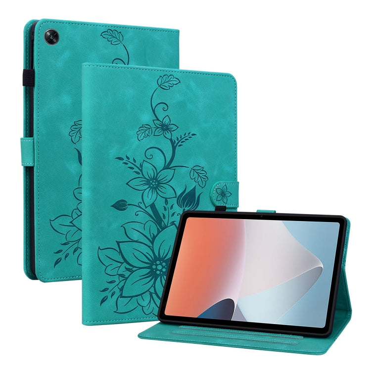 For OPPO Pad Air Lily Embossed Leather Tablet Case(Green) - free shipping - PMC TechLife - Order now!