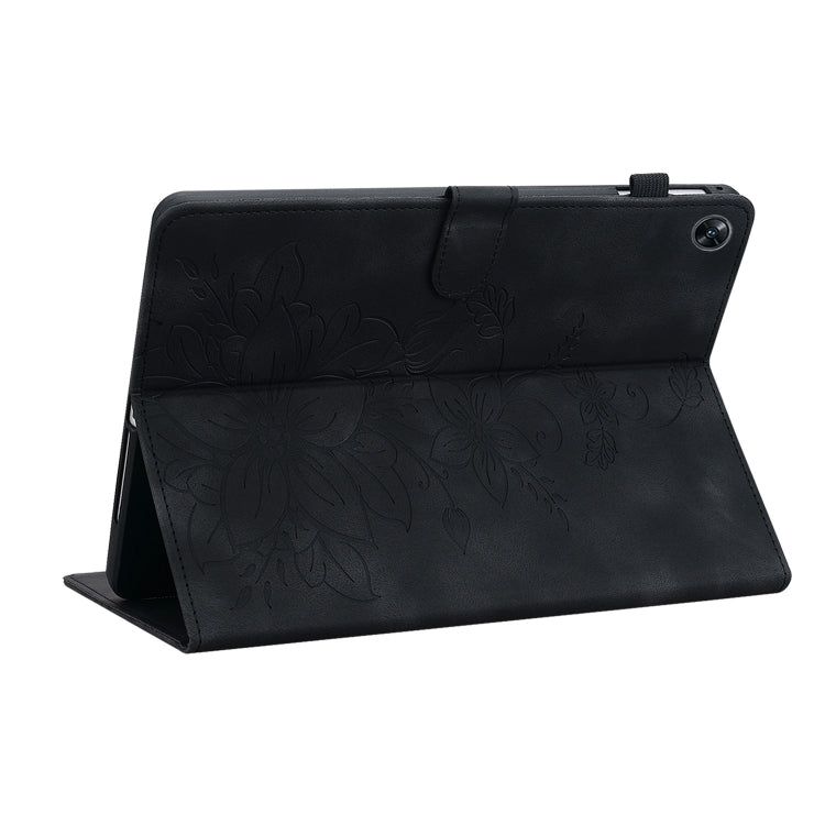 For OPPO Pad Air Lily Embossed Leather Tablet Case(Black) - free shipping - PMC TechLife - Order now!
