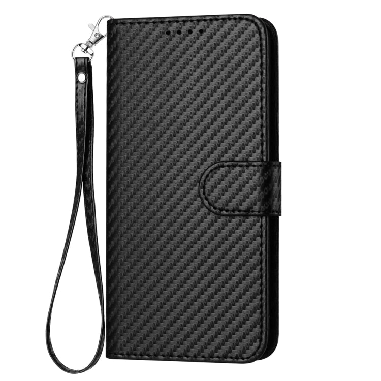 For Huawei Pura 70 Pro / Pura 70 Ultra YX0070 Carbon Fiber Buckle Leather Phone Case with Lanyard(Black) - Huawei Cases by PMC Jewellery | Online Shopping South Africa | PMC Jewellery | Buy Now Pay Later Mobicred