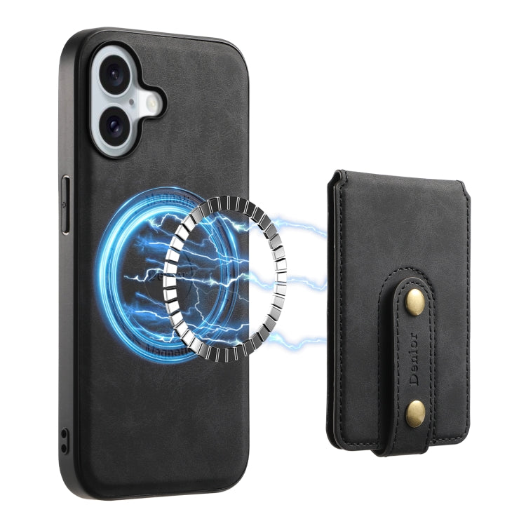 For iPhone 16 Denior D14 NK Retro Pattern MagSafe Magnetic Card Holder Leather Phone Case(Black) - free shipping - PMC TechLife - Order now!