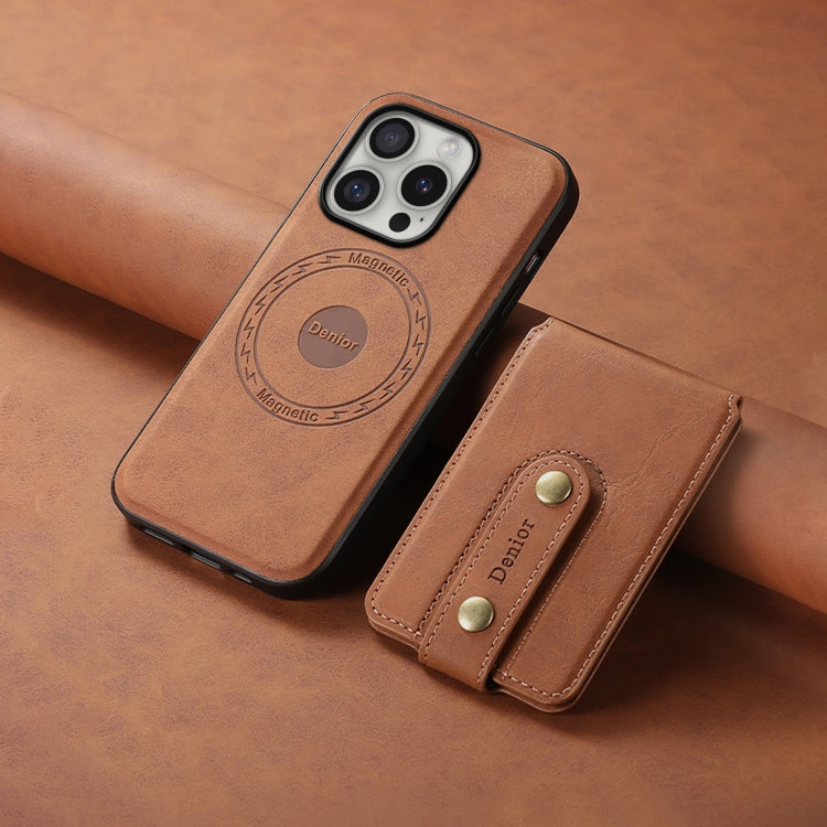 For iPhone 16 Pro Denior D14 NK Retro Pattern MagSafe Magnetic Card Holder Leather Phone Case(Brown) - iPhone 16 Pro Cases by Denior | Online Shopping South Africa | PMC TechLife | Buy Now Pay Later Mobicred