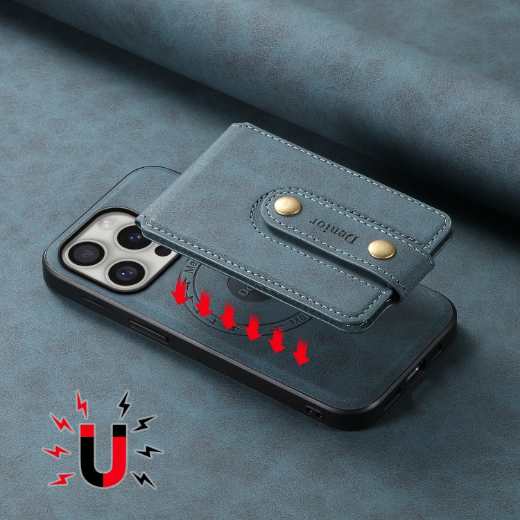 For iPhone 16 Pro Max Denior D14 NK Retro Pattern MagSafe Magnetic Card Holder Leather Phone Case(Blue) - free shipping - PMC TechLife - Order now!