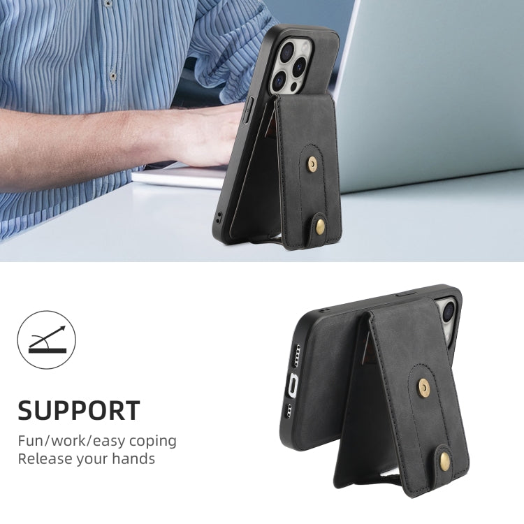 For iPhone 16 Pro Max Denior D14 NK Retro Pattern MagSafe Magnetic Card Holder Leather Phone Case(Black) - free shipping - PMC TechLife - Order now!
