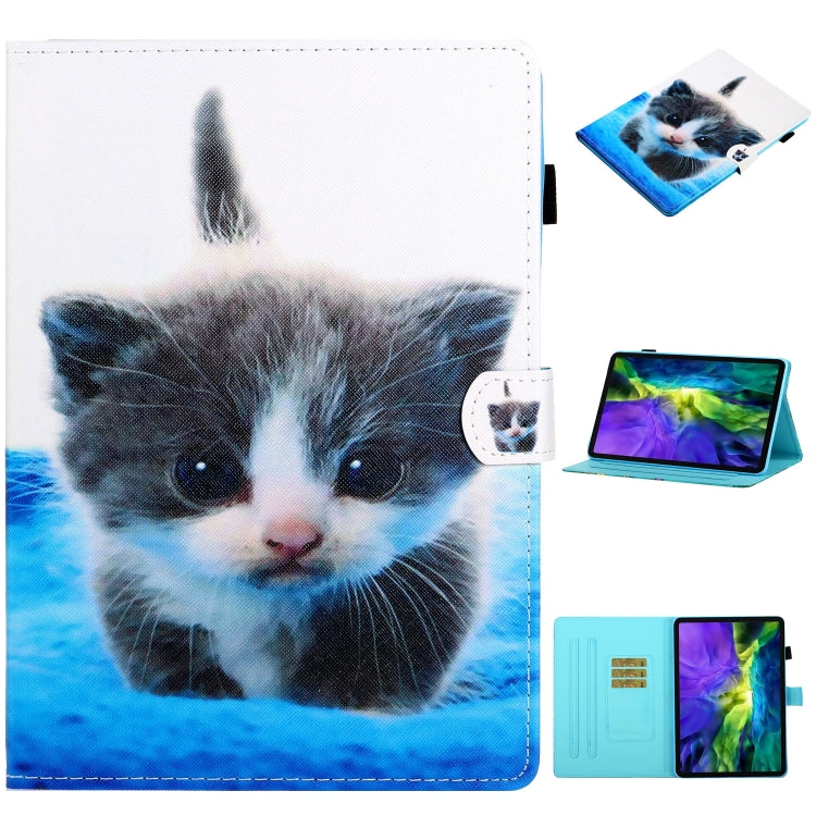 For iPad Pro 11 2024 Coloured Drawing Stitching Smart Leather Tablet Case(Blue White Cat) - iPad Pro 11 2024 Cases by PMC Jewellery | Online Shopping South Africa | PMC Jewellery | Buy Now Pay Later Mobicred