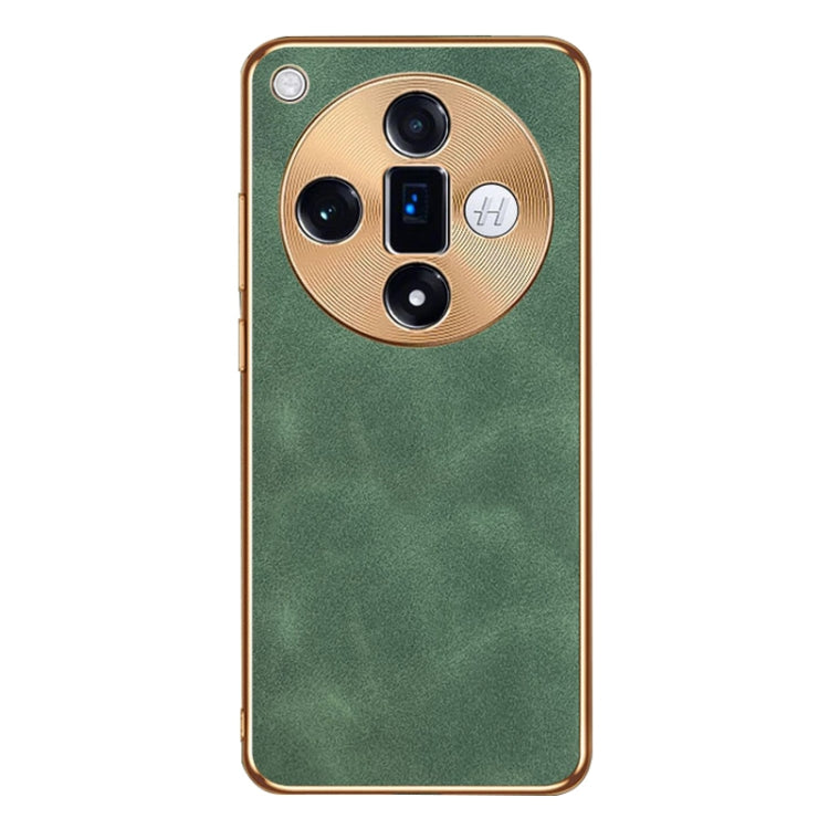 For OPPO Find X7 Electroplating Lambskin Leather Phone Case(Green) - Find X7 Cases by PMC Jewellery | Online Shopping South Africa | PMC Jewellery | Buy Now Pay Later Mobicred