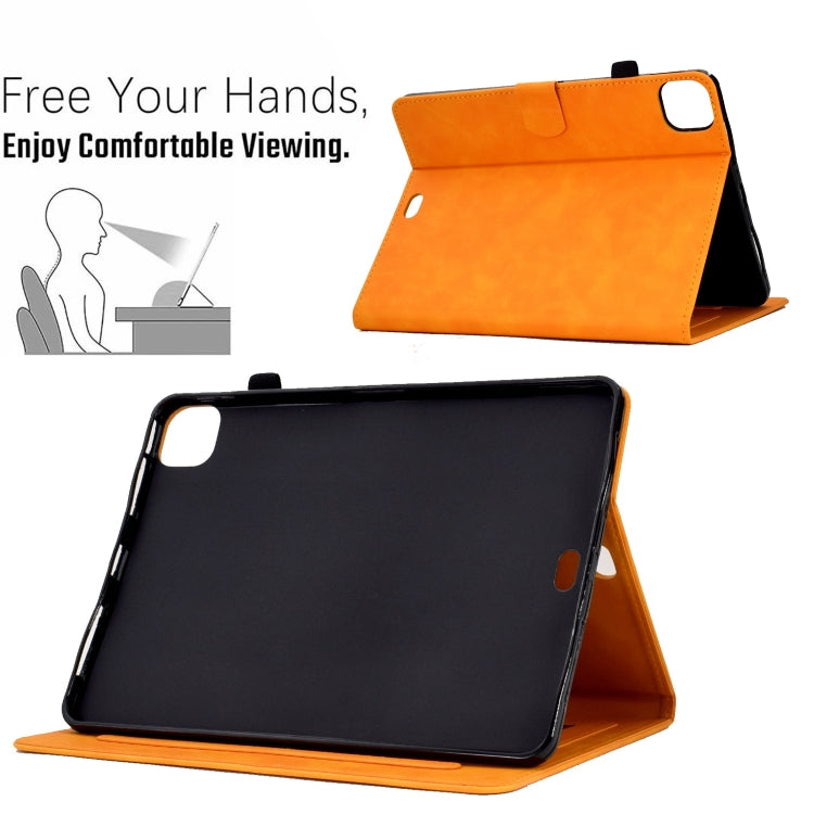 For iPad Pro 11 2024 Embossed Smile Smart Leather Tablet Case(Khaki) - iPad Pro 11 2024 Cases by PMC TechLife | Online Shopping South Africa | PMC TechLife | Buy Now Pay Later Mobicred