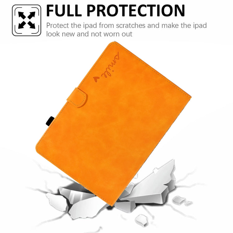 For iPad Pro 11 2024 Embossed Smile Smart Leather Tablet Case(Khaki) - iPad Pro 11 2024 Cases by PMC TechLife | Online Shopping South Africa | PMC TechLife | Buy Now Pay Later Mobicred