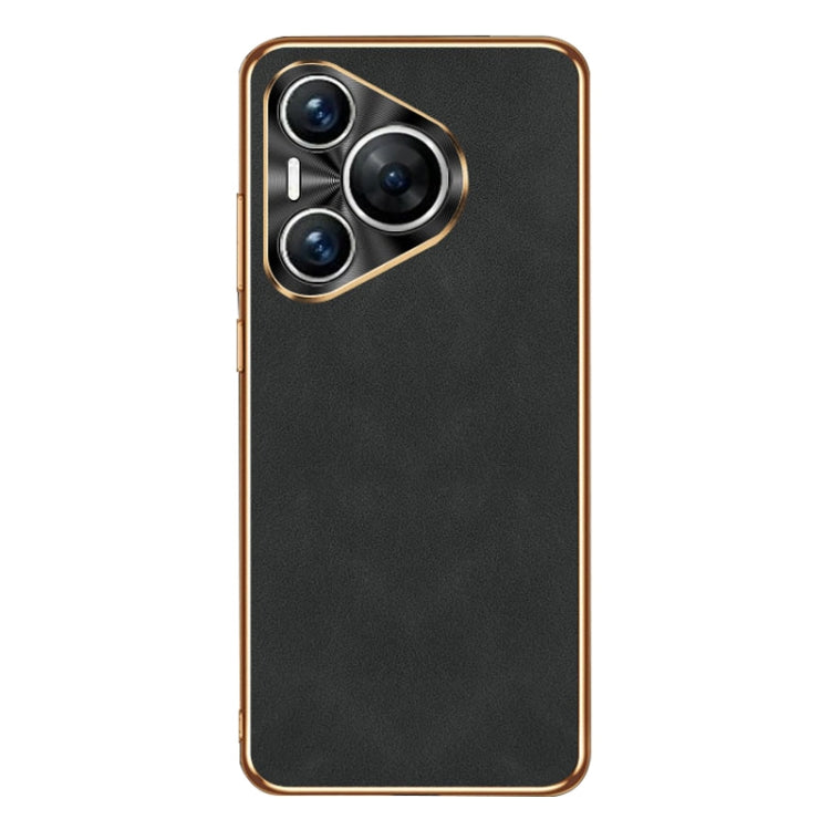 For Huawei Pura 70 Electroplating Lambskin Leather Phone Case(Black) - free shipping - PMC Jewellery - Order now!