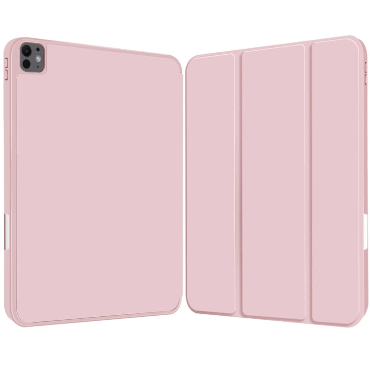 For iPad Pro 11 2024 3-fold TPU Smart Leather Tablet Case with Pen Slot(Pink) - free shipping - PMC TechLife - Order now!