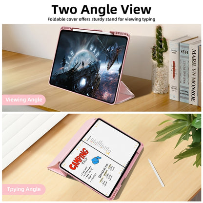 For iPad Pro 11 2024 3-fold TPU Smart Leather Tablet Case with Pen Slot(Pink) - iPad Pro 11 2024 Cases by PMC Jewellery | Online Shopping South Africa | PMC Jewellery | Buy Now Pay Later Mobicred