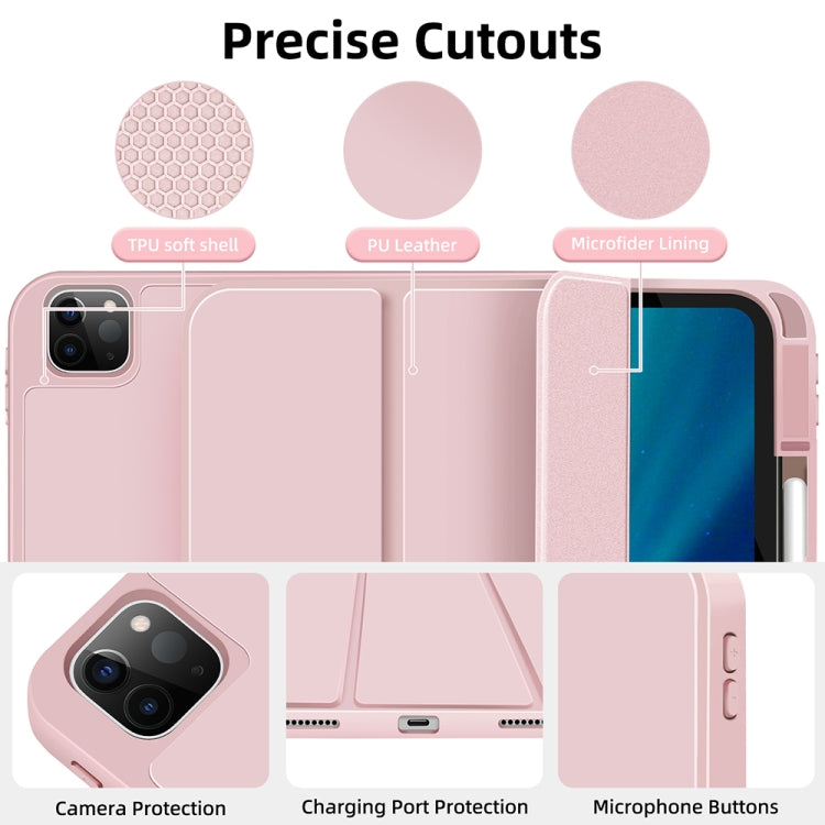 For iPad Pro 13 2024 3-fold TPU Smart Leather Tablet Case with Pen Slot(Pink) - iPad Pro 13 2024 Cases by PMC TechLife | Online Shopping South Africa | PMC TechLife | Buy Now Pay Later Mobicred