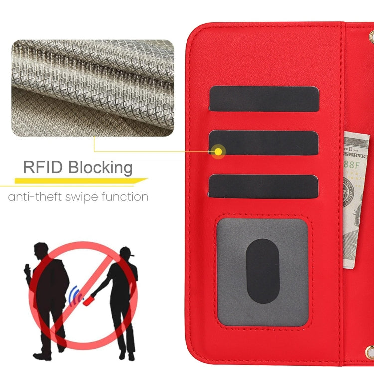 For Google Pixel 8 Crossbody Multifunction Rhombic Leather Phone Case(Red) - Google Cases by PMC TechLife | Online Shopping South Africa | PMC TechLife | Buy Now Pay Later Mobicred