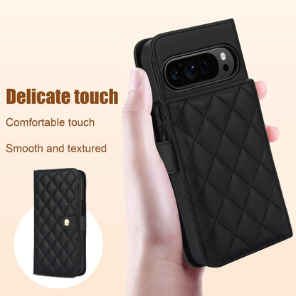 For Google Pixel 9 Pro XL Crossbody Multifunction Rhombic Leather Phone Case(Black) - Google Cases by PMC Jewellery | Online Shopping South Africa | PMC Jewellery | Buy Now Pay Later Mobicred