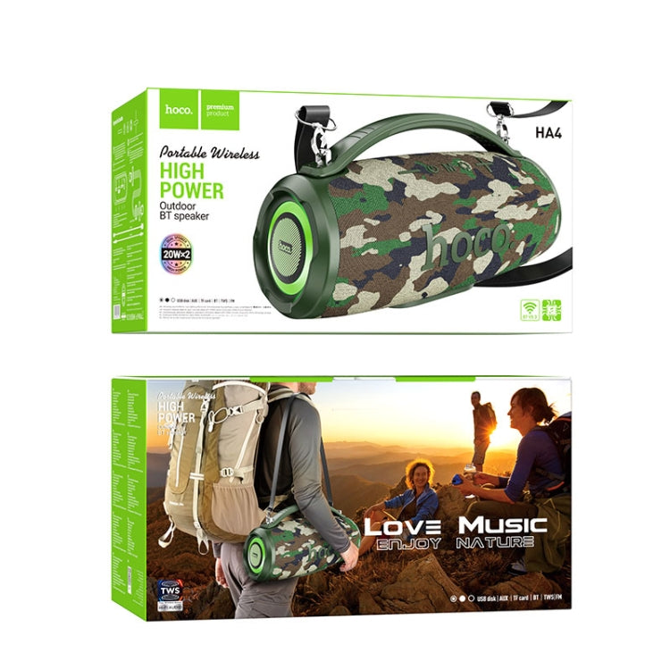 hoco HA4 Surge Outdoor Bluetooth 5.3 Speaker Support TWS / FM(Camouflage Green) - Desktop Speaker by hoco | Online Shopping South Africa | PMC Jewellery | Buy Now Pay Later Mobicred