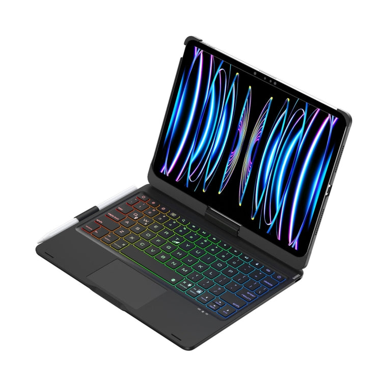 For iPad Pro 11 2024 F11AT 360 Degree Rotating Acrylic Bluetooth Keyboard Leather Case with Backlight(Black) - For iPad Pro by PMC TechLife | Online Shopping South Africa | PMC TechLife | Buy Now Pay Later Mobicred