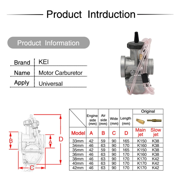 PWK34mm Universal Motorcycle Carburetor Carb Motor Carburetor - Engines & Engine Parts by PMC Jewellery | Online Shopping South Africa | PMC Jewellery | Buy Now Pay Later Mobicred