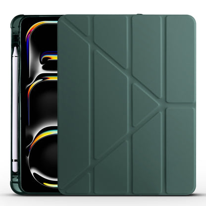 For iPad Pro 11 2024 Multi-folding TPU Leather Smart Tablet Case with Pen Slot(Pine Green) - iPad Pro 11 2024 Cases by PMC Jewellery | Online Shopping South Africa | PMC Jewellery | Buy Now Pay Later Mobicred