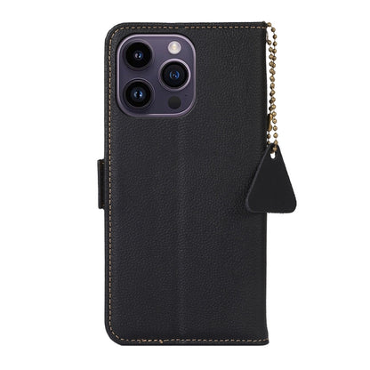 For iPhone 16 Pro Max Side-Magnetic TJ Genuine Leather RFID Phone Case(Black) - iPhone 16 Pro Max Cases by PMC Jewellery | Online Shopping South Africa | PMC Jewellery | Buy Now Pay Later Mobicred