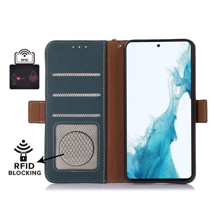 For iPhone 16 Side-Magnetic TJ Genuine Leather RFID Phone Case(Green) - iPhone 16 Cases by PMC TechLife | Online Shopping South Africa | PMC TechLife | Buy Now Pay Later Mobicred