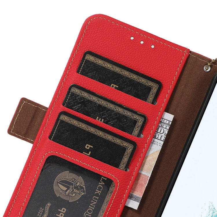 For iPhone 16 Plus Side-Magnetic TJ Genuine Leather RFID Phone Case(Red) - iPhone 16 Plus Cases by PMC TechLife | Online Shopping South Africa | PMC TechLife | Buy Now Pay Later Mobicred