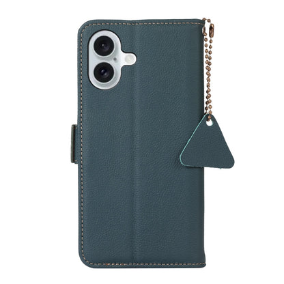 For iPhone 16 Plus Side-Magnetic TJ Genuine Leather RFID Phone Case(Green) - iPhone 16 Plus Cases by PMC Jewellery | Online Shopping South Africa | PMC Jewellery | Buy Now Pay Later Mobicred