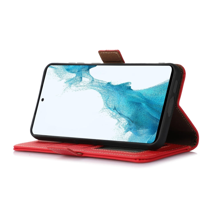 For iPhone 16e Side-Magnetic TJ Genuine Leather RFID Phone Case(Red) - iPhone 16e Cases by PMC TechLife | Online Shopping South Africa | PMC TechLife | Buy Now Pay Later Mobicred