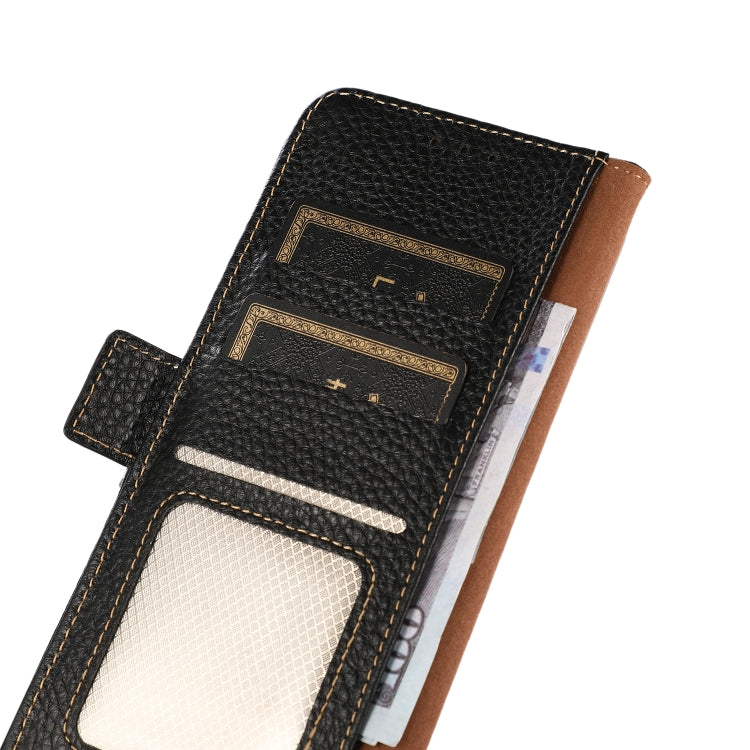 For iPhone 16 Pro Max KHAZNEH Side-Magnetic Litchi Genuine Leather RFID Case(Black) - iPhone 16 Pro Max Cases by PMC TechLife | Online Shopping South Africa | PMC TechLife | Buy Now Pay Later Mobicred